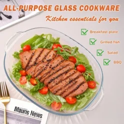 Itopfox 2.8L Glass Casserole Baking Dish With Lid, Large Oval Dish For Oven, Freezer & Microwave, Clear Container -Kitchen Chef GUEST 1fe90681 424f 4216 819f 55144b5b1833