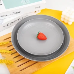 Itopfox 48-Piece Grey Wheat Straw Dinnerware Set Unbreakable Plates, Bowls, And Cups For 12, Dishwasher Safe, Perfect For Camping, BBQs & Gatherings -Kitchen Chef GUEST 200885cc e8f0 44f5 b32b 926fb42a7452