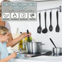 Itopfox 7-Piece Silicone Cooking Utensils Set, Heat Resistant Kitchen Tools With Spatula, Ladle, Spoon & Pasta Server For Non-Stick Cookware 13 Itopfox 7-Piece Silicone Cooking Utensils Set, Heat Resistant Kitchen Tools With Spatula, Ladle, Spoon & Pasta Server For Non-Stick Cookware -Kitchen Chef GUEST 20407728 7583 4328 a5e7 56747ceb6b1c