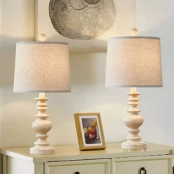 Itopfox Rustic Table Lamp Set Of 2 For Living Room Farmhouse Bedside Desk Lamps Bedroom Nightstand Vintage Linen Washed Decor -Kitchen Chef GUEST 2045fb53 5827 46c8 93c3 da011d5203eb