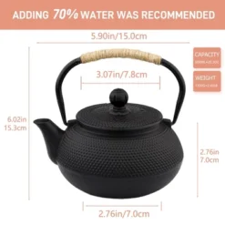 Itopfox Small Cast Iron Teapot With Stainless Steel Infuser For Loose Leaf Tea & Coffee, Stovetop Safe, Enamel Interior, Japanese Style, Black -Kitchen Chef GUEST 205aafc2 3dc8 4d1c b402 a46f45e679f9