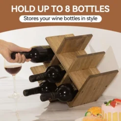Itopfox 8-Bottle Countertop Wine Rack, Wooden 3-Tier Wine Bottle Holder For Bar Table, Wine Cabinet, Free Standing Display And Storage Shelves Brown -Kitchen Chef GUEST 2167d342 65bc 4299 9cad 2b45ddad6c37