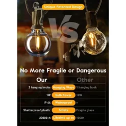 Itopfox 38Ft Outdoor String Lights With Remote & 15 Shatterproof LED Bulbs - Waterproof Patio Hanging Lamps For Porch Balcony Bistro Cafe -Kitchen Chef GUEST 223155ec 674d 49d1 891d 6d3a07eada97