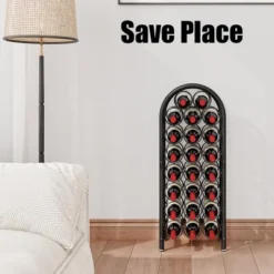 Itopfox Freestanding Floor Wine Rack - Metal Holder Stand Organizer For 23 Bottles, Black, Space-saving Design -Kitchen Chef GUEST 229aea47 2b03 4410 87cb 4517153d6e35