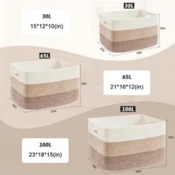 Itopfox Rectangle Woven Storage Basket For Laundry, Blankets, Toys, And Magazines - Natural Cotton Hamper For Nursery And Living Room Décor -Kitchen Chef GUEST 2478a836 ec5d 4714 900c fa19a2b0fb39