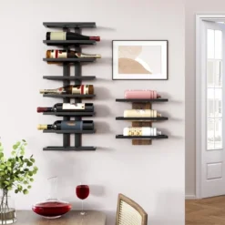 Itopfox 8-Tier Wall Mount Wine Rack For Bottles Display And Storage, Hanging Organizer For Living Room, Dining Room, Wine Cellar, Bar, Black -Kitchen Chef GUEST 25e0cb33 b003 4988 91ea f7ff87738d4b