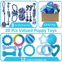 Itopfox 20 Pack Puppy Chew Toys - Blue Dog Teething Toys For Puppies, Teething Rings And Durable Ropes, Rubber Toy Bundle For Small Dogs -Kitchen Chef GUEST 26493135 f632 4c70 ad2b 2c0b6b5afc64