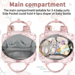 Itopfox Pink Floral Diaper Backpack For Girls, Large Waterproof Baby Bag With Insulated Pockets, Stroller Straps, Travel Holiday -Kitchen Chef GUEST 280d3336 9111 4c99 92db 9bc98fd9ef4a