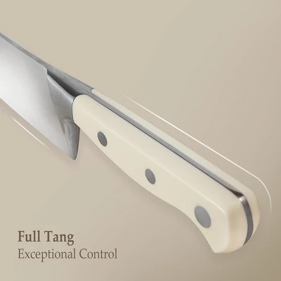 Itopfox 14-Piece Forged High Carbon Stainless Steel Knife Set With Block, Sharp Blade Cutlery, Dishwasher Safe, Cream 5 Itopfox 14-Piece Forged High Carbon Stainless Steel Knife Set With Block, Sharp Blade Cutlery, Dishwasher Safe, Cream - Image 3