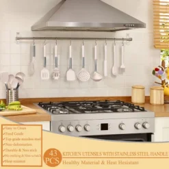 Itopfox Silicone Cooking Utensil Set, 43 PCS Heat Resistant Kitchen Tools With Stainless Steel Handle For Nonstick Cookware, Pots And Pans (Khaki) -Kitchen Chef GUEST 28ebdd9f 9d71 4a81 990a 75012d3c4858