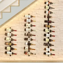 Itopfox 2 Pack Wall Mounted Wine Rack For 24 Bottles, Detachable Wine Storage Organizer Display Holder For Kitchen, Dining Room, Bar, Wine Cellar