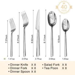 Itopfox 40-Piece Forged Stainless Steel Flatware Set, Mirror Polished Cutlery For Kitchen, Home, Wedding, Party, Dishwasher Safe