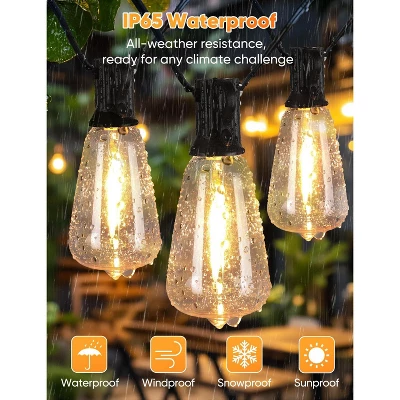 Itopfox LED Outdoor String Lights With Remote, 100FT Commercial Grade Waterproof Patio Lights, 30+2 ST38 Dimmable Edison Bulbs, Warm White Rope Light 7 Itopfox LED Outdoor String Lights With Remote, 100FT Commercial Grade Waterproof Patio Lights, 30+2 ST38 Dimmable Edison Bulbs, Warm White Rope Light - Image 5
