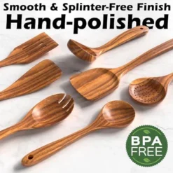 Itopfox Natural Teak Kitchen Cooking Utensil Set With Holder, Wooden Spoons For Cooking, 10PCS Cooking Spatulas Set With Spoon Rest, Wooden Utensil -Kitchen Chef GUEST 306c1bfd 6d4f 4f0a 8170 ebbdf325ce5f