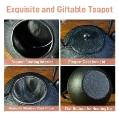 Itopfox Small Cast Iron Teapot With Stainless Steel Infuser For Loose Leaf Tea & Coffee, Stovetop Safe, Enamel Interior, Japanese Style, Black -Kitchen Chef GUEST 31271727 eaff 4d8e 8e54 3cd0d8b67e46