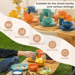 Itopfox 40-Piece Premium Wheat Straw Dinnerware Set, Service For 8, Unbreakable Plates & Bowls, Dishwasher & Microwave Safe, Eco-Friendly Kitchenware -Kitchen Chef GUEST 322f185a 4716 4b0e b44c a4104f51b513