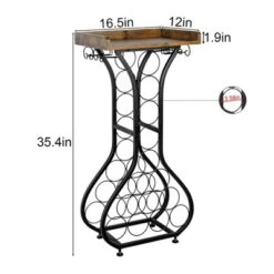 Itopfox Freestanding Wine Rack With Wood Tabletop & Glass Holder, Mini Bar Table For 14 Bottles, Space-Saving Floor Stand For Kitchen, Living Room -Kitchen Chef GUEST 33e08b92 2fbd 4a4b 823e 21ad57291498