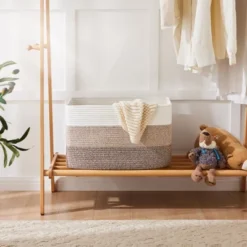 Itopfox Rectangle Woven Storage Basket For Laundry, Blankets, Toys, And Magazines - Natural Cotton Hamper For Nursery And Living Room Décor -Kitchen Chef GUEST 33f75780 bdd1 4abf b11e 54def5844d1a