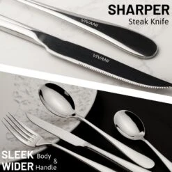 Itopfox 16-Piece Heavy Duty Silverware Set With Steak Knives, Stainless Steel Cutlery For 4, Dishwasher Safe Flatware For Home, Dorms, Restaurants -Kitchen Chef GUEST 34a84e72 a884 4cea 93d9 edb8a8558967