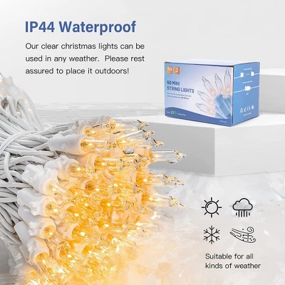 Itopfox 2-Pack 50-Count Clear Christmas Lights With White Wire, Warm White Mini String Lights For Holiday, Xmas Tree, Party, Wedding, Decorations 5 Itopfox 2-Pack 50-Count Clear Christmas Lights With White Wire, Warm White Mini String Lights For Holiday, Xmas Tree, Party, Wedding, Decorations - Image 3
