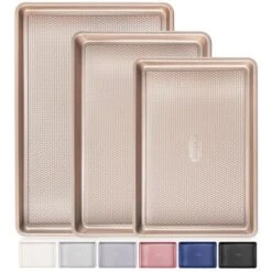 Itopfox Nonstick Cookie Sheet Pan Set Of 3, Heavy Duty Baking Trays With Diamond Texture, Oven Safe For Even Baking, Elegant Champagne Gold Finish -Kitchen Chef GUEST 35e19db5 2ae1 4bee a53f 0b0de38f2e87