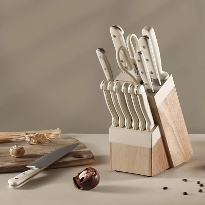 Itopfox 14-Piece Forged High Carbon Stainless Steel Knife Set With Block, Sharp Blade Cutlery, Dishwasher Safe, Cream 10 Itopfox 14-Piece Forged High Carbon Stainless Steel Knife Set With Block, Sharp Blade Cutlery, Dishwasher Safe, Cream - Image 8
