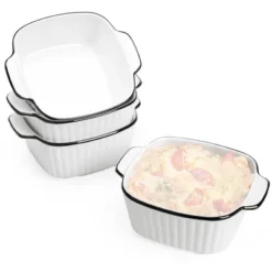 Itopfox 13Oz Ceramic Baking Dishes Set Of 4, Square Baking Dishes For Air Fryer, Ceramic Bakeware With Handles, Oven & Microwave Safe -Kitchen Chef GUEST 36bd9657 0ec0 4b8b 8440 9463ccf503eb