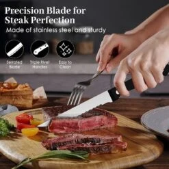 Itopfox Steak Knives Set Of 16 With Serrated Stainless Steel Blades, Triple Rivet Handles, Dishwasher Safe For Home, Restaurant, Parties -Kitchen Chef GUEST 36edc524 a352 4653 b4ce 255e55295eaa