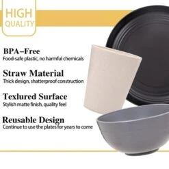 Itopfox Wheat Straw Dinnerware Set, 16PCS Unbreakable Microwave Safe Plates & Bowls For Kitchen & Camping, Eco-Friendly Dishware -Kitchen Chef GUEST 372b3587 e0e7 4c23 a962 8331c63b62e1