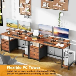 Itopfox Computer Desk With File Cabinet & Power Outlets, Home Office Desk With 2 Monitor Stands & Storage Drawer, Writing Gaming Table With Shelves -Kitchen Chef GUEST 38ac04bc bfe6 45f5 b0c1 55248c4feaa6