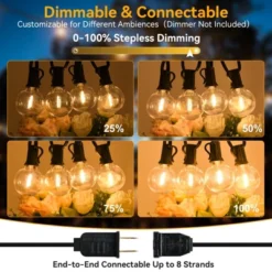 Itopfox 100ft Outdoor String Lights Waterproof Connectable Dimmable With 62 LED Shatterproof Bulb UL Listed G40 Globe Patio Lights For Backyard Porch -Kitchen Chef GUEST 38e0f52d da02 485a 890a bf35c69bcda0