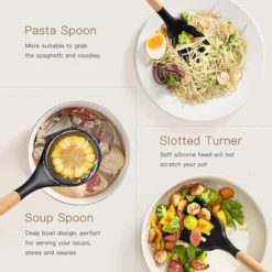 Itopfox 39-Piece Silicone Cooking Utensil Set With Wooden Handle, Heat Resistant Up To 446°F, BPA-Free Kitchen Gadgets For Nonstick Cookware (Black) -Kitchen Chef GUEST 3a210057 0b8d 440e 8ba7 f65dc2278dd3