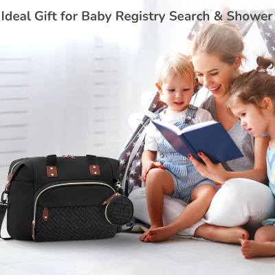 Itopfox Medium Black Diaper Tote Bag For Parents With Pacifier Case, 10 Pockets, Insulated Bottle Holders, Travel-Friendly 5 Itopfox Medium Black Diaper Tote Bag For Parents With Pacifier Case, 10 Pockets, Insulated Bottle Holders, Travel-Friendly - Image 3