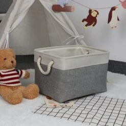 Itopfox Set Of 3 Large Fabric Storage Baskets, Collapsible Canvas Bins For Organizing Closet, Nursery, Toys, Clothes, Shoes - White & Grey -Kitchen Chef GUEST 3b44b210 28d7 4f49 bd38 347beba1ae2f