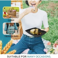 Itopfox 48-Piece Kitchen Plastic Wheat Straw Square Dinnerware Set For 12, Unbreakable Plates, Bowls, Tumblers, Dishwasher Safe, Outdoor Camping Dish -Kitchen Chef GUEST 3b677e85 b634 406f 80be 6e9efb016afa