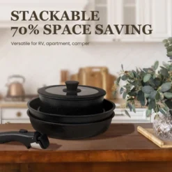 Itopfox Non Stick Cookware Set With Detachable Handles, Non Toxic Induction Kitchen Pots And Pans, Oven Safe, Easy Clean, Black -Kitchen Chef GUEST 3b847072 7439 460c af57 70f7e2cc7f55