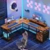 Itopfox L Shaped Desk With Power Outlet, Reversible Computer Gaming Desk With File Drawer & 2 Monitor Stands For Home Office With Storage Shelves -Kitchen Chef GUEST 3bbf494a 88fe 4fd4 9048 6b7312723c13
