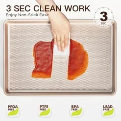 Itopfox Nonstick Cookie Sheet Pan Set Of 3, Heavy Duty Baking Trays With Diamond Texture, Oven Safe For Even Baking, Elegant Champagne Gold Finish -Kitchen Chef GUEST 3d0b3cc6 4370 440e 8fae 5ef089d78a47