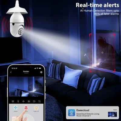 Itopfox 2K Light Bulb Security Camera With 5G&2.4G WiFi, 360°PTZ Coverage, Color Night Vision, Two-Way Talk, Motion Detection For Indoor/Outdoor Home 7 Itopfox 2K Light Bulb Security Camera With 5G&2.4G WiFi, 360°PTZ Coverage, Color Night Vision, Two-Way Talk, Motion Detection For Indoor/Outdoor Home - Image 5