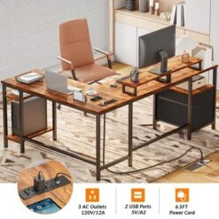 Itopfox L Shaped Desk With Power Outlet, Reversible Computer Gaming Desk With File Drawer & 2 Monitor Stands For Home Office With Storage Shelves -Kitchen Chef GUEST 40637d82 ab19 4f81 8fbb d54a764dc70d