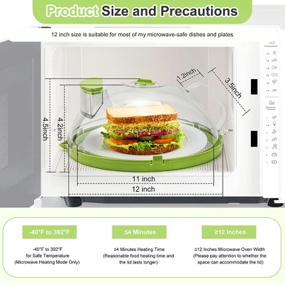 Itopfox Microwave Splatter Cover With Steamer, Clear Lid For Food, Kitchen Accessories For Microwave Oven, Green 6 Itopfox Microwave Splatter Cover With Steamer, Clear Lid For Food, Kitchen Accessories For Microwave Oven, Green - Image 4