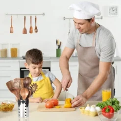 Itopfox 10-Piece Wooden Kitchen Utensil Set - Teak Wood Spoons, Spatulas, Ladle For Non-Stick Cookware, Cooking Tools With Hanging Holes -Kitchen Chef GUEST 410cef46 2559 44f6 a462 f1b8b4144efc