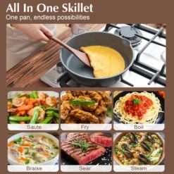 Itopfox Nonstick Skillet With Lid, Deep Frying Pan, Saute Pan, Stay-cool Handle, Healthy Stone Cookware, Induction Compatible -Kitchen Chef GUEST 42024b8c c5ce 4e9f a1e8 f252854e7f72