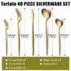 Itopfox 40-Piece Gold Flatware Set For 8, Stainless Steel Cutlery Set With Forks, Knives, Spoons, Elegant Satin Finish For Home, Kitchen, Restaurant -Kitchen Chef GUEST 42bcc9cf 86d2 4044 bfed 004c242c4332