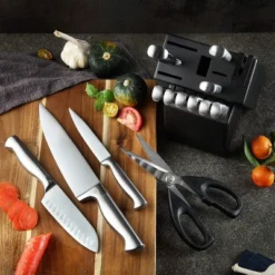 Itopfox Premium German Stainless Steel Knife Block Set With Built-in Sharpener, 15-Piece Kitchen Cutlery Set For Effortless Cutting -Kitchen Chef GUEST 43384b41 fe5b 4bb9 87ea 71a669d44568