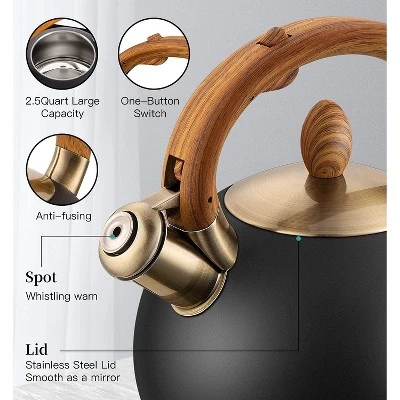 Itopfox Stainless Steel Whistling Tea Kettle For Stove Top, 2.64 Quart Capacity With Cool Touch Handle, Safe For Daily Use 4 Itopfox Stainless Steel Whistling Tea Kettle For Stove Top, 2.64 Quart Capacity With Cool Touch Handle, Safe For Daily Use - Image 2