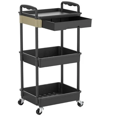 Itopfox 3-Tier Rolling Cart With Removable Drawer, Sturdy Utility Organizer With Lockable Wheels For Bathroom, Kitchen, Craft, Makeup Baby Essentials 9 Itopfox 3-Tier Rolling Cart With Removable Drawer, Sturdy Utility Organizer With Lockable Wheels For Bathroom, Kitchen, Craft, Makeup Baby Essentials - Image 7