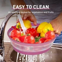 Itopfox Collapsible Microwave Splatter Cover With Vent Holes, Foldable Lid For Dishes & Bowls, Multi-Use Kitchen Splatter Guard & Colander (Purple) -Kitchen Chef GUEST 43e11f9c 0801 4067 aee1 b69b912b0409