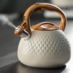 Itopfox Tea Kettle With Wood Pattern Handle, Loud Whistle, Food Grade Stainless Steel, Anti-Hot Handle, Rust-Resistant, Suitable For All Heat Sources -Kitchen Chef GUEST 450cbeba 7d3d 4394 8f61 b958251ad3ab