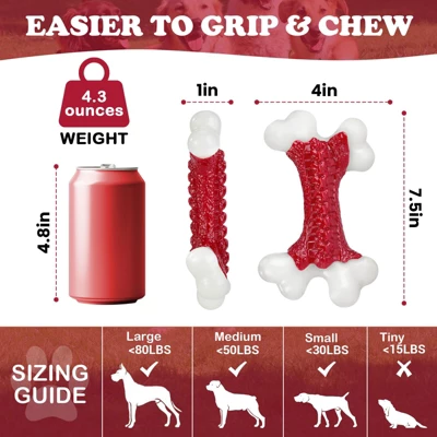 Itopfox Tough Chew-Proof Dog Toys For Aggressive Chewers, Large Breed Nylon Bone Toy, Almost Indestructible For Dogs 4 Itopfox Tough Chew-Proof Dog Toys For Aggressive Chewers, Large Breed Nylon Bone Toy, Almost Indestructible For Dogs - Image 2